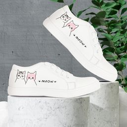 VENDOZ Women White Printed Lightweight Sneakers-57