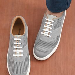 Roadster Men Grey Woven Design Sneakers-image-35