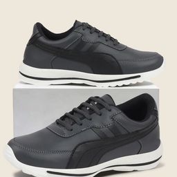 FAUSTO Men Grey PU Casual Outfit Lace Up Sneakers-image-62