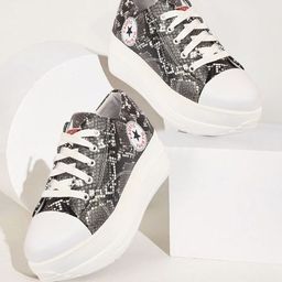 FAUSTO Women Printed Canvas Flatform Sneakers-18