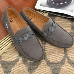 Prolific Men Grey Solid Loafers-picture-22