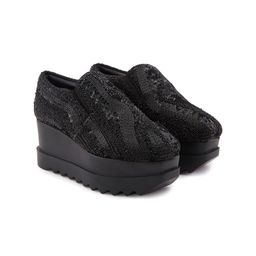 Anaar Women Midnight Magic Embellished Round Toe Lightweight Textile Heeled Sneakers-43