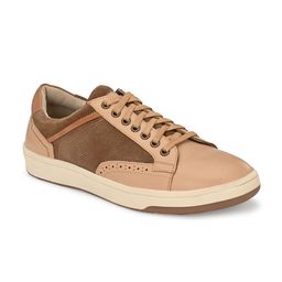 Delize Men Beige Colourblocked Leather Sneakers-image-74