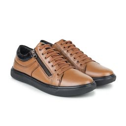 Zoom Shoes Men Textured Round Toe Lightweight Leather Sneakers-picture-29