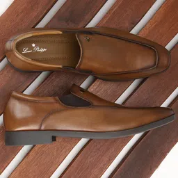 Louis Philippe Men Brown Striped Leather Slip-On Sneakers-image-39