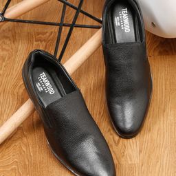 Teakwood Leathers Men Textured Comfort Insole Leather Loafers-image-64
