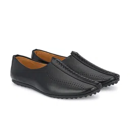 Azzaro Black Men Laser Cuts Slip-On Casual Mojaris-image-37