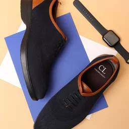 Carlton London Men Blue Textured Slip-On Sneakers-picture-9
