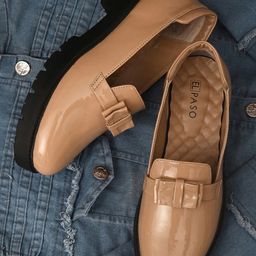 El Paso Women Bow Detailed Lightweight Leather Loafers-20