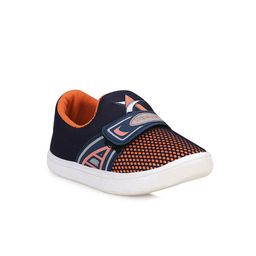 NEOBABY Unisex Kids Orange & Navy Blue Mesh Velcro Sneakers-12