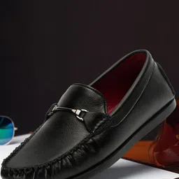 Carlton London Men Textured Lightweight Horsebit Loafers-image-58