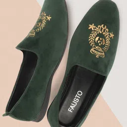 FAUSTO Men Embellished Detail Velvet Loafers-image-67