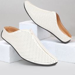 FAUSTO Men Perforations PU Slip-On Mule Sneakers-43