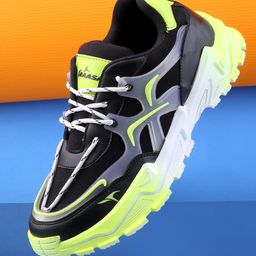 KRAASA Men Black Colourblocked Sneakers-16