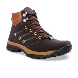 KRAASA Men Brown Colourblocked Sneakers-image-5