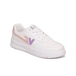 MOZAFIA Women White Printed PU Lace-Up Sneakers-12