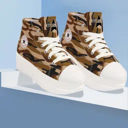 FAUSTO Women Camouflage Printed Canvas Round Toe Lightweight Sneakers-picture-31
