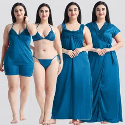 night keys Pack of 6 Women Nighty with Robe-picture-19