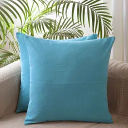 jamio firati Blue Cotton Solid 20x20 inches Cushion Covers (Set of 5)-picture-47