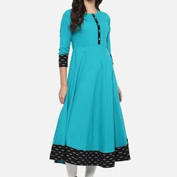 YASH GALLERY Round Neck Cotton A-Line Regular Kurta-picture-24