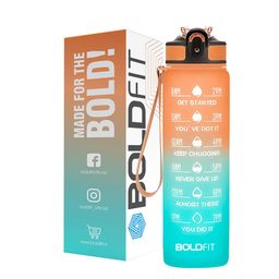 BOLDFIT Teal-Blue & Orange Printed Sipper Water Bottle-42