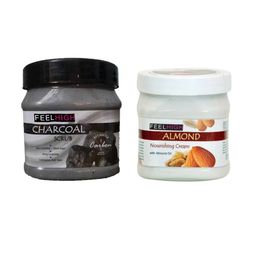 FEELHIGH Combo Of Activated Charcoal Face Scrub & Almond Nourishing Cream - 500ml Each-83
