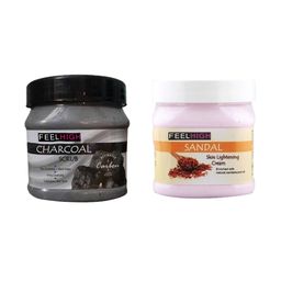 FEELHIGH Combo Of Activated Charcoal Face Scrub & Sandal Skin Lightening Cream- 500ml Each-85