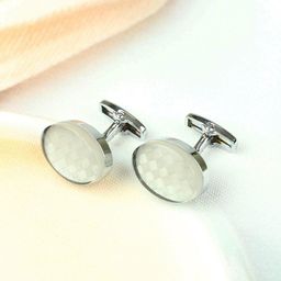 Tossido Cream-Coloured & Silver-Toned Cufflink-11