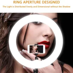 Alchiko New Big Tripod With Premium Dichromatic LED Ring Light With Adjustable Brightness And Colour Temperature And Fully Portable Compatible with All Smartphones & Dslr/slr Cameras, for Live Streaming, Make up, Video Call, Video Conference, Online Classes 2500 lx Camera LED Light image 4