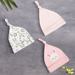 Baby Moo Girls Pack of 3 Printed Cotton Beanie-34