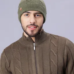 Bharatasya Men Self Design Acrylic Beanie Cap-46