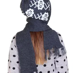 Gajraj Unisex Printed Woollen Beanie image 2