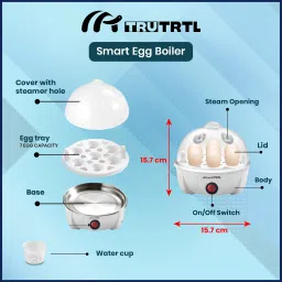trutrtl Smart Instant Egg Boiler Machine 350 Watts Boil upto 7 Eggs (Hard, Medium, Soft) 7Egg-WH Egg Cooker image 3
