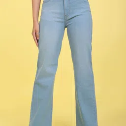 Flying Machine Women Blue Wide Leg High-Rise Light Fade Jeans-43