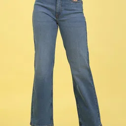 Flying Machine Women Blue Wide Leg High-Rise Light Fade Stretchable Jeans-19
