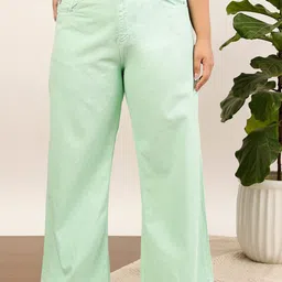 CURVY STREET jean Women Mid- Rise Pure Cotton Wide Leg Jeans-image-27