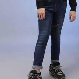 Instafab Boys Blue Classic Slim Fit Light Fade Stretchable Jeans-image-57