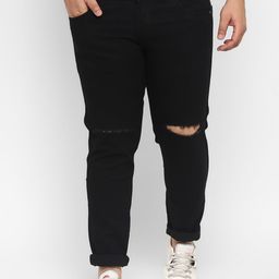 Urbano Plus Men Black Slash Knee Jeans-image-6