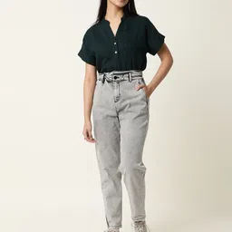 RAREISM Women Black High-Rise Heavy Fade Jeans-14