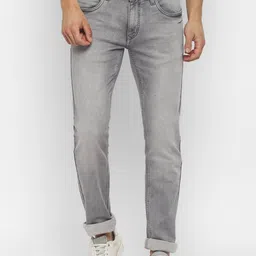 Turtle Men Grey Tapered Fit Low Distress Heavy Fade Jeans-image-97