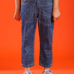 TALES & STORIES Boys Slim Fit Mid-Rise Heavy Fade Clean Look Printed Cotton Cropped Jeans-picture-9