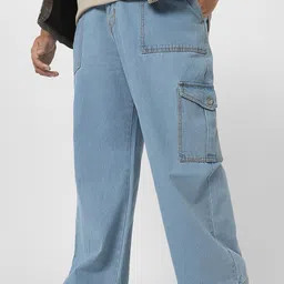 Urbano Plus Men Loose Fit Washed Cargo Non-Stretchable Jeans With 6 Pockets-picture-15