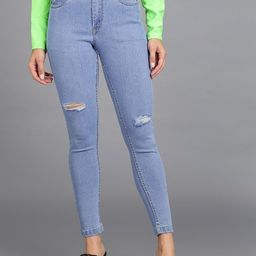 Urbano Fashion Women Skinny Fit Mildly Distressed Stretchable Cropped Jeans-image-36