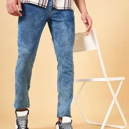 YU by Pantaloons Men Blue Slim Fit Heavy Fade Cotton  Jeans-picture-28