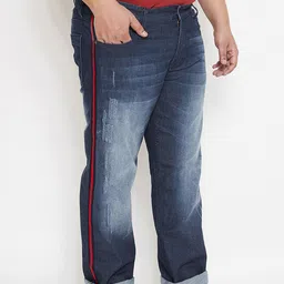 Instafab Plus Men Plus Size Relaxed Fit Mildly Distressed Heavy Fade Cotton Jeans-77