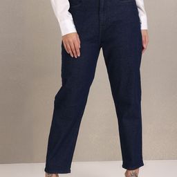 U S Polo Assn Women Navy Blue High-Rise Mom Fit Cropped Stretchable Jeans-image-43