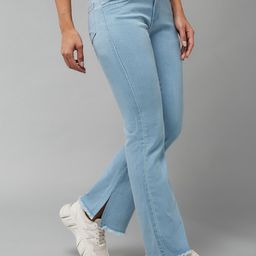 DOLCE CRUDO Women Blue Bootcut Clean Look Distressed Hem Stretchable Jeans-picture-42