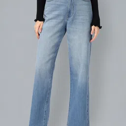 Flying Machine Women Wide Leg High-Rise Clean Look Light Fade Stretchable Jeans-image-9