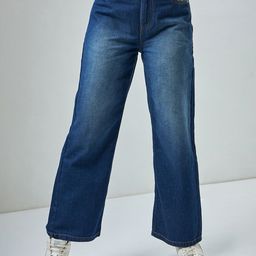 Bewakoof Women Baggy Wide Leg High-Rise Light Fade Clean Look Cotton Jeans-image-11