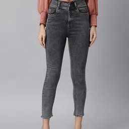 KASSUALLY Women Grey Slim Fit High-Rise Light Fade Jeans-image-97